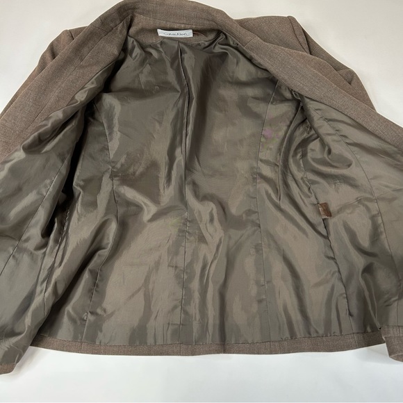 Calvin Klein Womens Casual Business Blazer Size 6 Brown Shoulder Pads #0494 - Picture 6 of 10